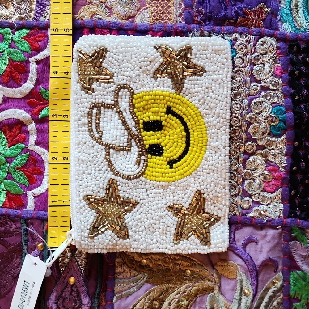 Beaded Smiley Face Coin Purse/Bag - Picture 3 of 4